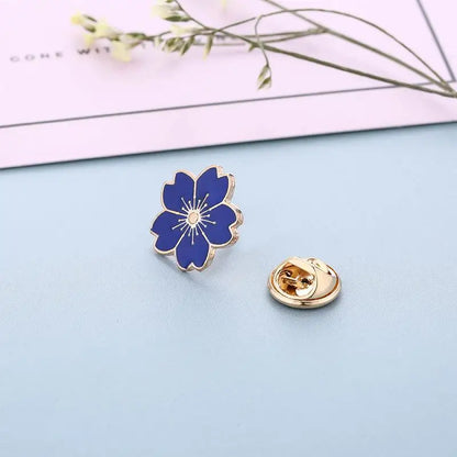 Cherry Flower Gold Silver Brooch Pin Buttons Pins Pin Badges For Bags Japanese Style Jewelry Gift For Girls Flower Brooch