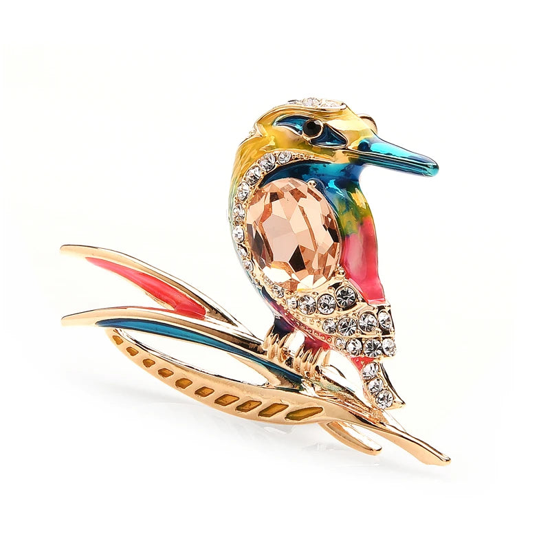 Wuli&baby Crystal Blue Purple And Green Enamel Bird Brooches For Women And Men Alloy Animal Wedding Party Banquet Brooch