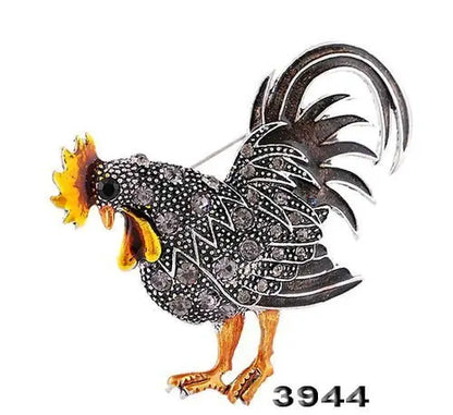 Trendy Big Rooster Brooch French Jewelry Fashion Multicolor Crystal Rhinestone Brooches Female Animal Brooches For Women