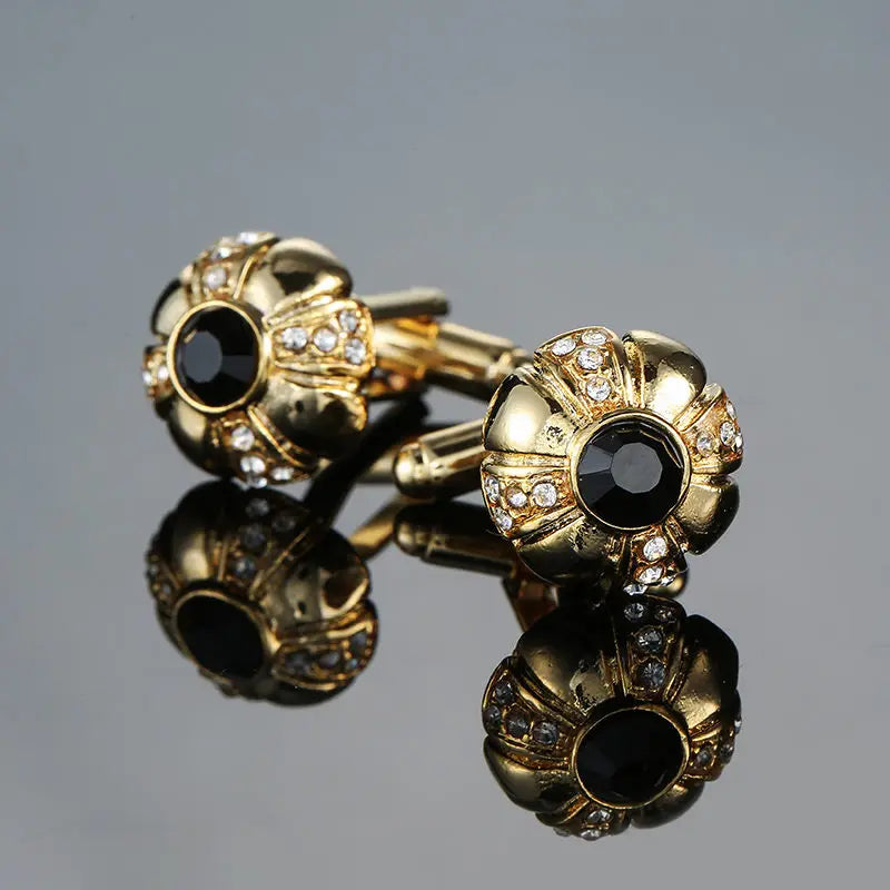 Novelty Luxury Blue White Crystal Cufflinks for Mens  Brand High Quality Design gold silvery Cuffbutton Shirt  Jewelry