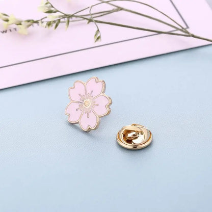 Cherry Flower Gold Silver Brooch Pin Buttons Pins Pin Badges For Bags Japanese Style Jewelry Gift For Girls Flower Brooch