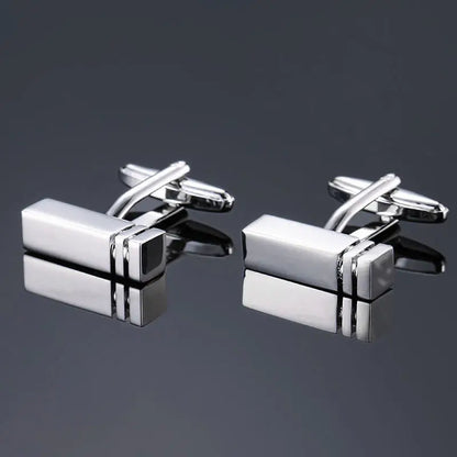 Classic design men's French shirt cuff button high quality copper silvery metallic Black Enamel CuffLinks