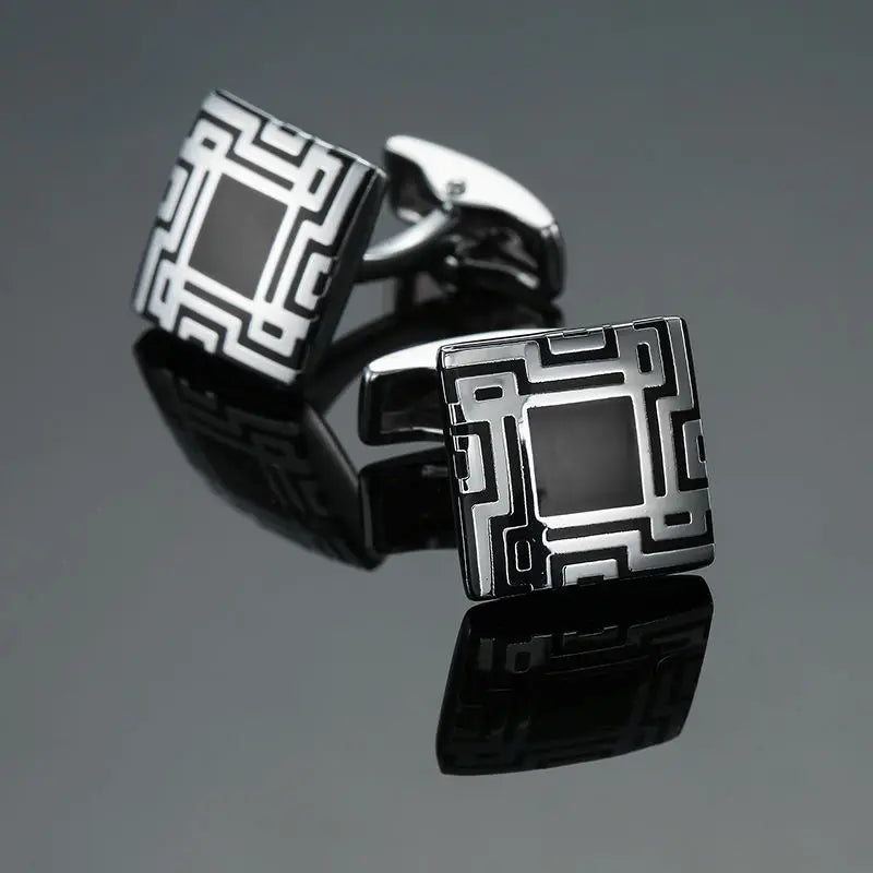 Fashion Men's Cufflinks Stainless Steel Business Cufflinks For Gentlemen steel Stamping Cuff Links Hand engraving Men Jewelry