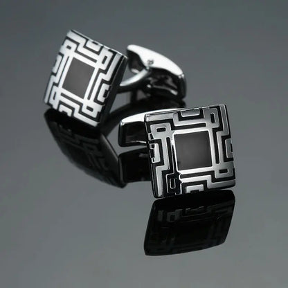 Fashion Men's Cufflinks Stainless Steel Business Cufflinks For Gentlemen steel Stamping Cuff Links Hand engraving Men Jewelry