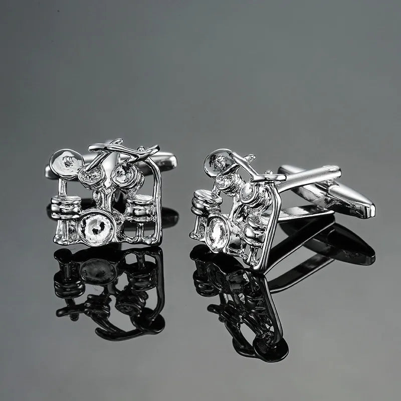 new brand high quality cuff links brass musical instruments Sax trumpet drum piano violin music symbol French shirt Cufflinks