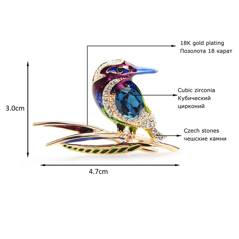 Wuli&baby Crystal Blue Purple And Green Enamel Bird Brooches For Women And Men Alloy Animal Wedding Party Banquet Brooch