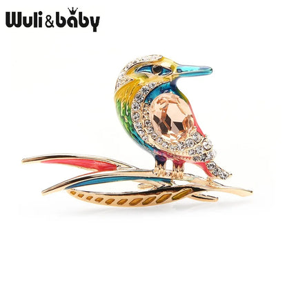 Wuli&baby Crystal Blue Purple And Green Enamel Bird Brooches For Women And Men Alloy Animal Wedding Party Banquet Brooch