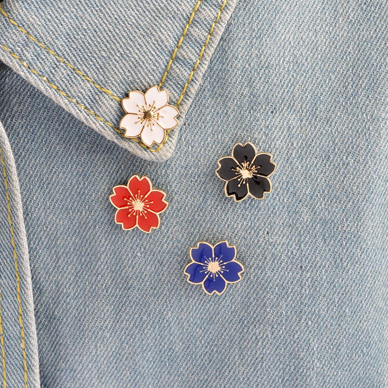 Cherry Flower Gold Silver Brooch Pin Buttons Pins Pin Badges For Bags Japanese Style Jewelry Gift For Girls Flower Brooch