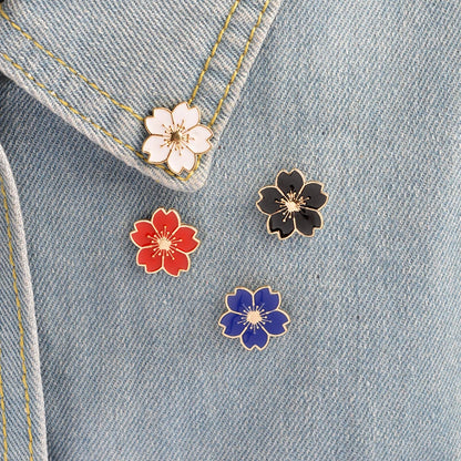 Cherry Flower Gold Silver Brooch Pin Buttons Pins Pin Badges For Bags Japanese Style Jewelry Gift For Girls Flower Brooch