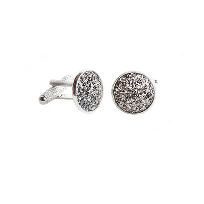 Simple Luxury Colorful Drusy Stone Cufflinks for Men Women Round Rhinestone Cuff links Novelty Shirt Sleeve Buttons Accessories