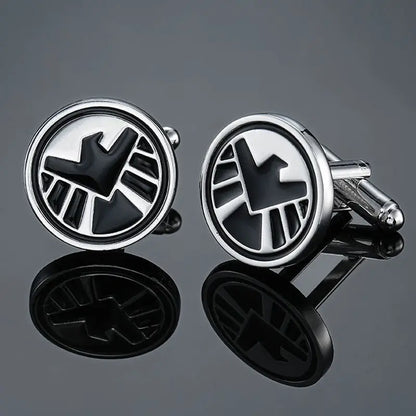 Classic design men's French shirt cuff button high quality copper silvery metallic Black Enamel CuffLinks
