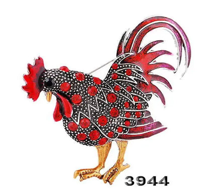 Trendy Big Rooster Brooch French Jewelry Fashion Multicolor Crystal Rhinestone Brooches Female Animal Brooches For Women