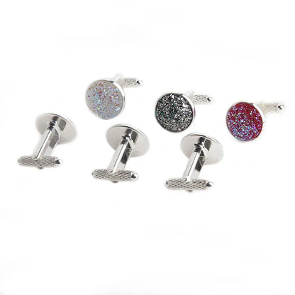 Simple Luxury Colorful Drusy Stone Cufflinks for Men Women Round Rhinestone Cuff links Novelty Shirt Sleeve Buttons Accessories