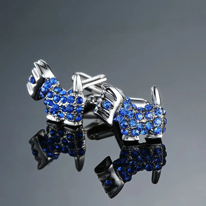 Novelty Luxury Blue White Crystal Cufflinks for Mens  Brand High Quality Design gold silvery Cuffbutton Shirt  Jewelry
