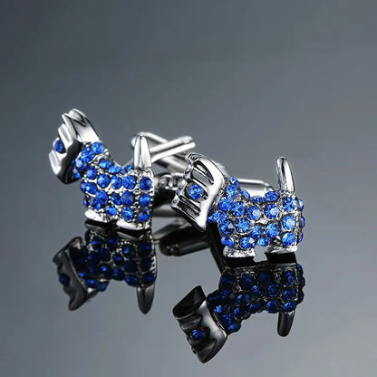 Novelty Luxury Blue White Crystal Cufflinks for Mens  Brand High Quality Design gold silvery Cuffbutton Shirt  Jewelry