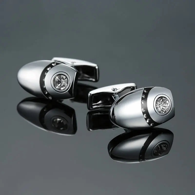 Novelty Luxury Blue White Crystal Cufflinks for Mens  Brand High Quality Design gold silvery Cuffbutton Shirt  Jewelry