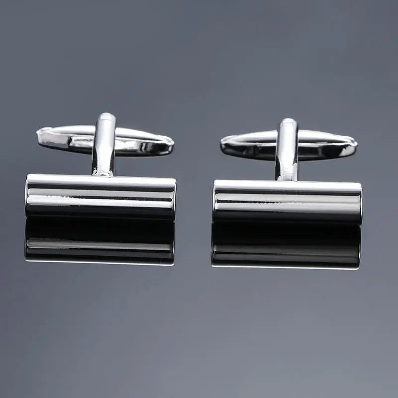Classic design men's French shirt cuff button high quality copper silvery metallic Black Enamel CuffLinks