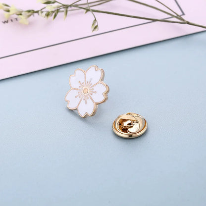 Cherry Flower Gold Silver Brooch Pin Buttons Pins Pin Badges For Bags Japanese Style Jewelry Gift For Girls Flower Brooch