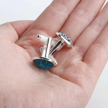 Simple Luxury Colorful Drusy Stone Cufflinks for Men Women Round Rhinestone Cuff links Novelty Shirt Sleeve Buttons Accessories