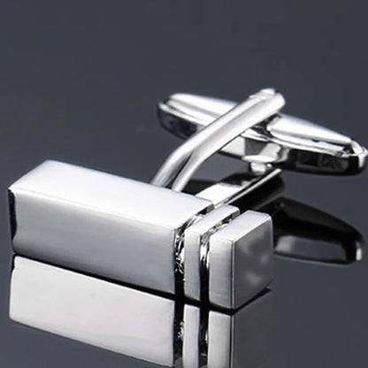 Classic design men's French shirt cuff button high quality copper silvery metallic Black Enamel CuffLinks
