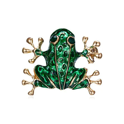Fashion Green Frog Enamel Brooch Vintage Crystal Frog Animal Brooches Badge Pop Culture Lapel pin Frog Jewelry gift for Friends