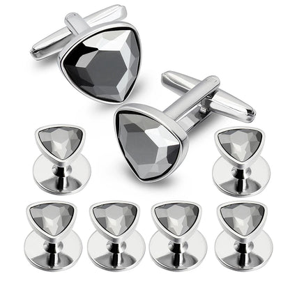 HAWSON Mens Cufflinks and Tuxedo Studs Set,luxury crystal cufflinks for Birthday Wedding Anniversary Jewelry or Accessories