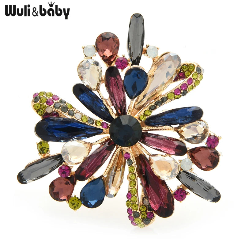 Wuli&baby New Crystal Palace Flower Brooches Women Unisex 3-color Snowflake Office Party Brooch Pins Gifts