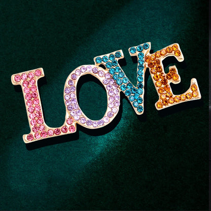 Wuli&baby Multicolor Rhinestone Love Brooches Women Men English World Love Party Office Brooch Pins Gifts