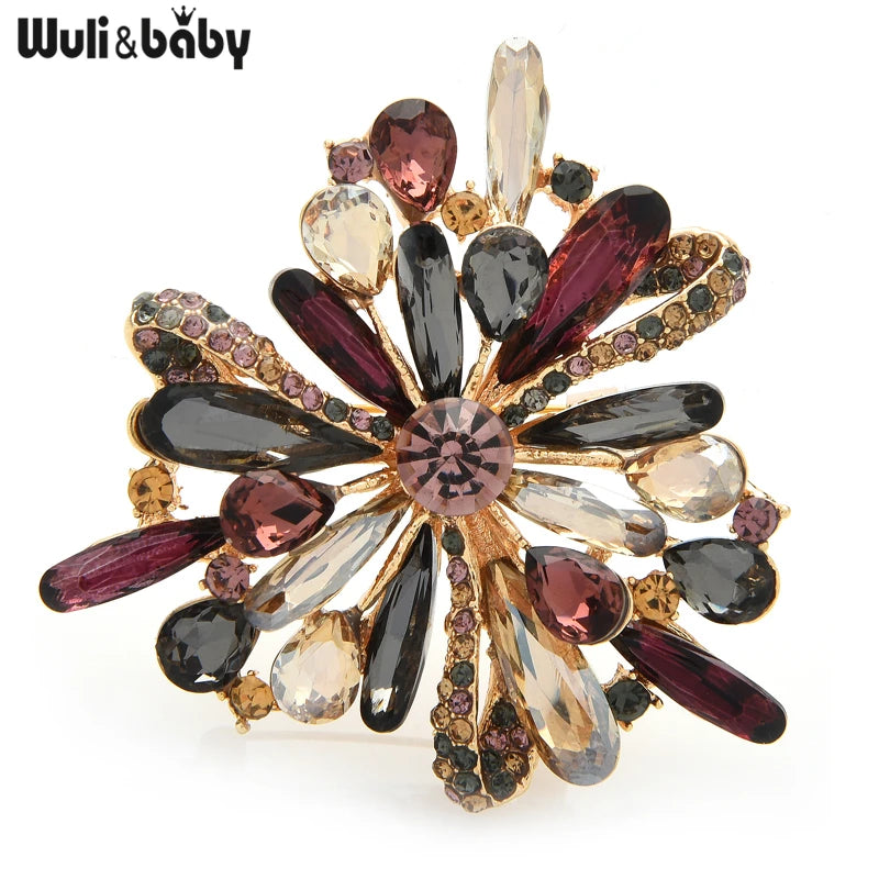 Wuli&baby New Crystal Palace Flower Brooches Women Unisex 3-color Snowflake Office Party Brooch Pins Gifts
