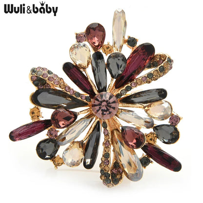 Wuli&baby New Crystal Palace Flower Brooches Women Unisex multiple colors Snowflake Office Party Brooch Pins Gifts