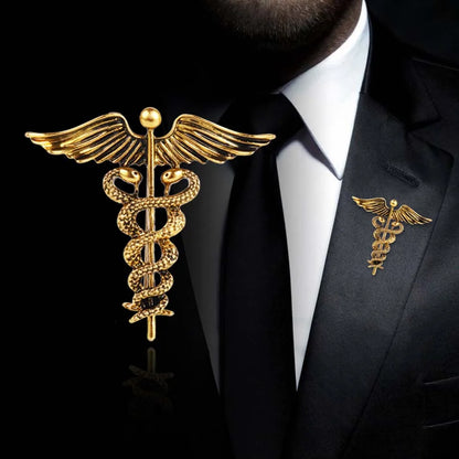 Crystal Caduceus Pins Badge Brooches Lapel Pin Medicine Symbol Jewelry Gifts For Nurse Doctor Medical Students Enamel Brooch Pin