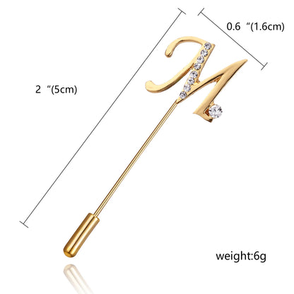 Rinhoo Trendy Korean Crystal Rhinestone Flower Long Needle Pin Brooch Women Simple Wedding Letters Butterfly Crown Badge Jewelry