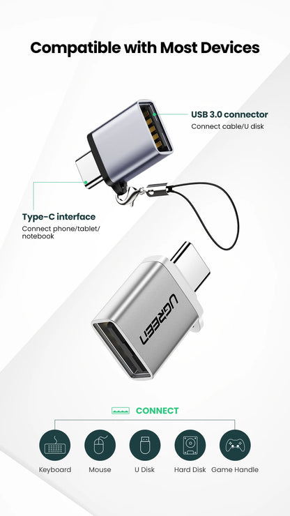UGREEN USB C Adapter Type C to USB 3.0 Adapter Thunderbolt 3 Type-C Adapter OTG Cable For Macbook pro Air Samsung S10 S9 USB OTG