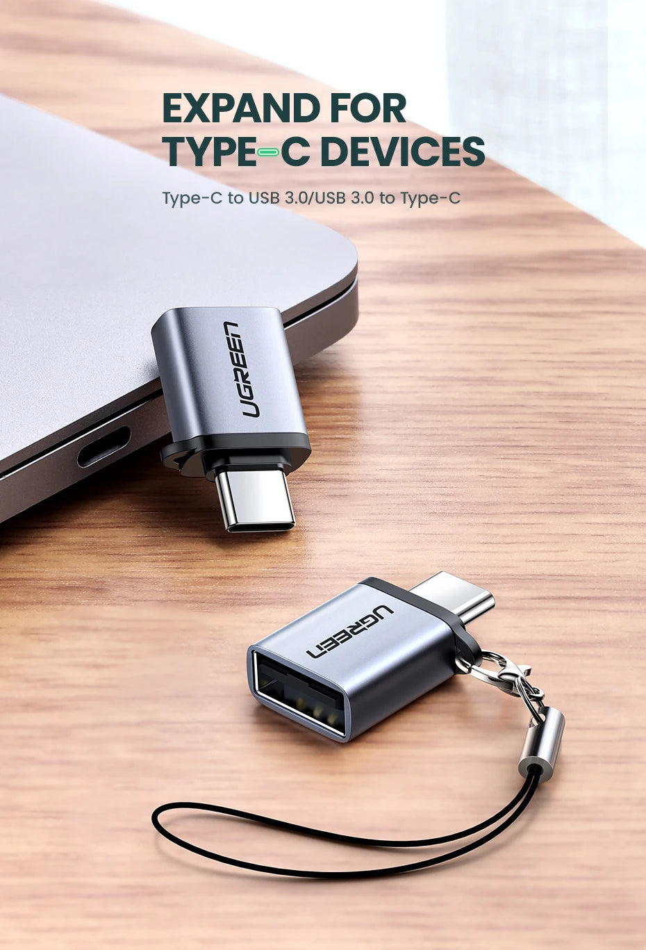 UGREEN USB C Adapter Type C to USB 3.0 Adapter Thunderbolt 3 Type-C Adapter OTG Cable For Macbook pro Air Samsung S10 S9 USB OTG