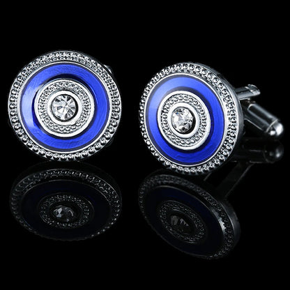 Summer new high quality brass hand inlaid Blue Crystal zircon Cufflinks classic style men's jewelry gifts
