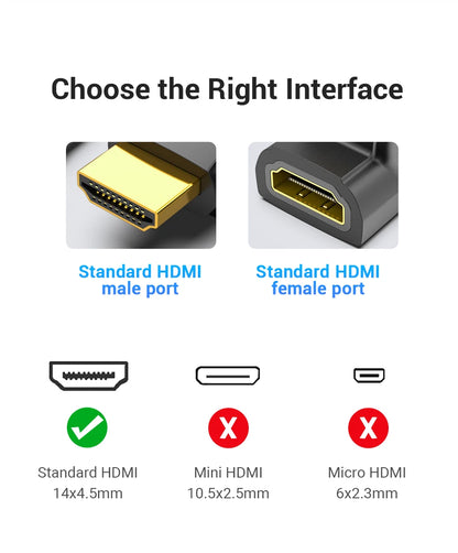 Vention HDMI Adapter 90 270 Degree Right Angle Male to Female Converter 4K HD Connector for HDTV PS4 Lptop TV Box HDMI Extender