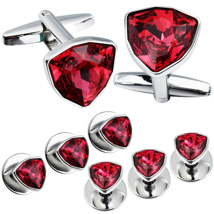 HAWSON Mens Cufflinks and Tuxedo Studs Set,luxury crystal cufflinks for Birthday Wedding Anniversary Jewelry or Accessories