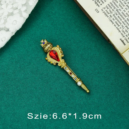 Vintage Palace Plant Flower Baroque Brooch Red Enamel Pearl Brooch Pin Woman Girl Party Accessories