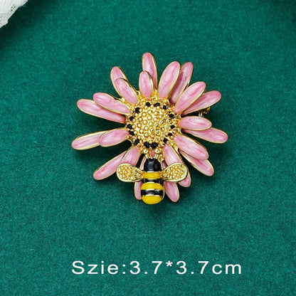 Vintage Palace Plant Flower Baroque Brooch Red Enamel Pearl Brooch Pin Woman Girl Party Accessories
