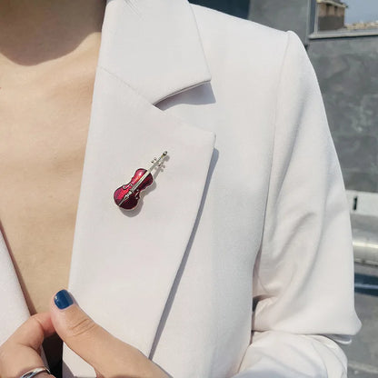 Fashion Violin  Punk Brooches Crystal Rhinestone Musical Instruments Brooch Pin Jewelry Accessories