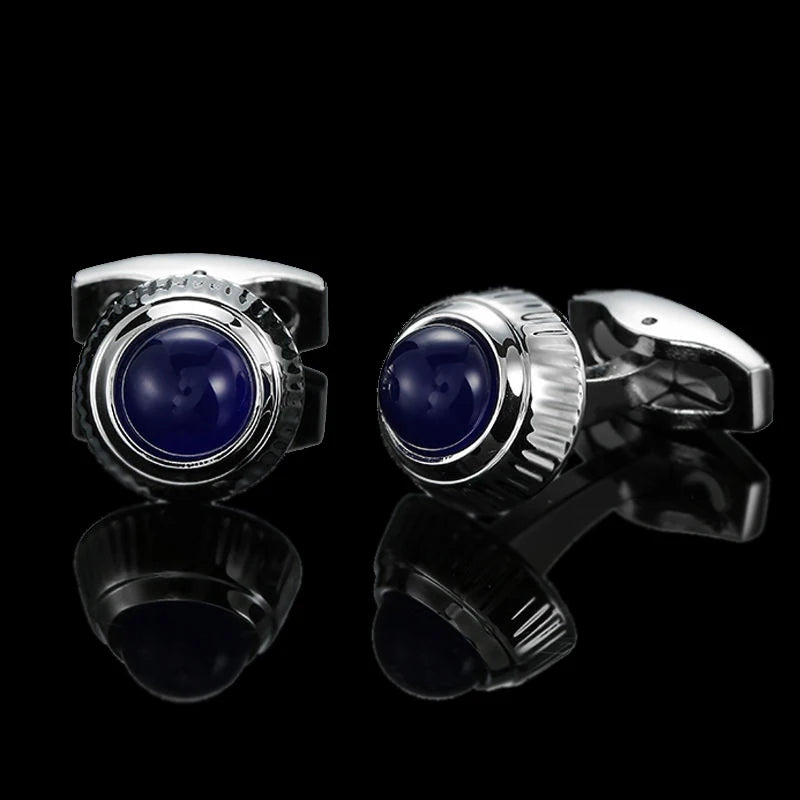 Summer new high quality brass hand inlaid Blue Crystal zircon Cufflinks classic style men's jewelry gifts