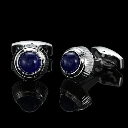 Summer new high quality brass hand inlaid Blue Crystal zircon Cufflinks classic style men's jewelry gifts