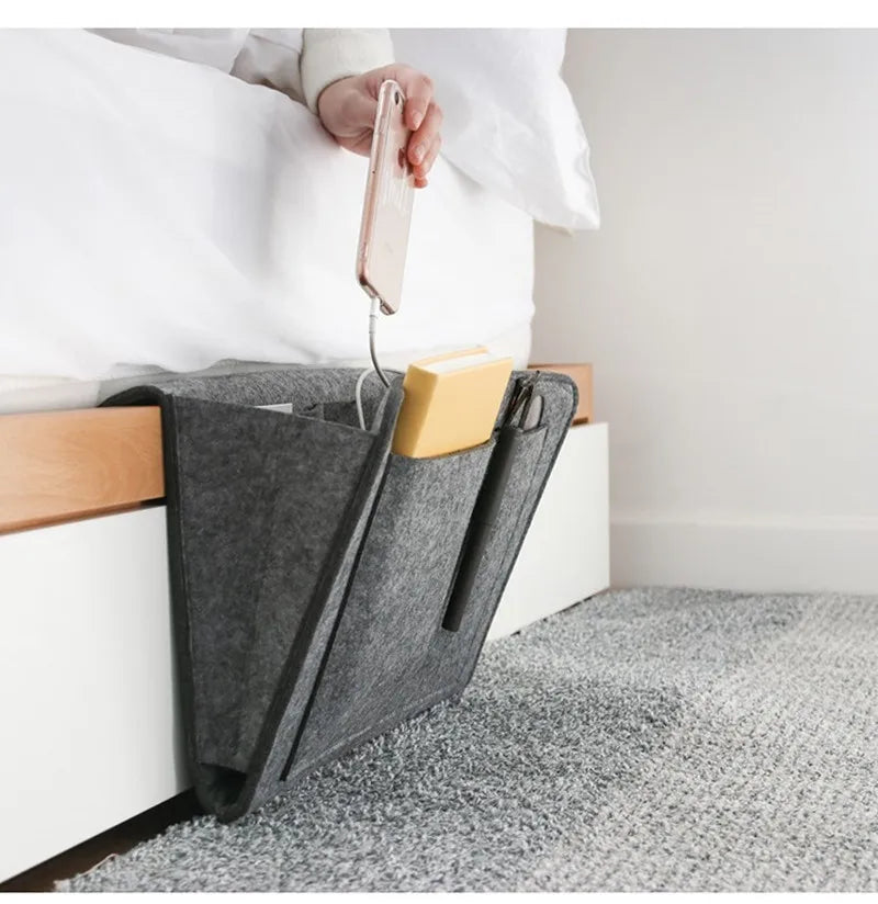 Storage Hang Bag Felt Dormitory Bed Sofa Bedroom Carpet Store Content For CD Magazines, Stationery Pad Mobile Phones Sundries