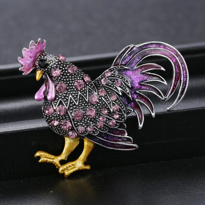 Trendy Big Rooster Brooch French Jewelry Fashion Multicolor Crystal Rhinestone Brooches Female Animal Brooches For Women