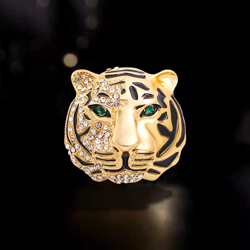 Wuli&baby Big Brand Rhinestone Tiger Brooches For Women Men 2-color 2022 The Year Of Tiger Party Brooch Pin Gifts