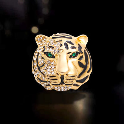 Wuli&baby Big Brand Rhinestone Tiger Brooches For Women Men 2-color 2022 The Year Of Tiger Party Brooch Pin Gifts