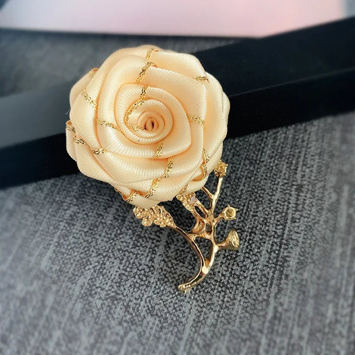 Korean Fabric Rose Flower Magnet Brooches for Men and Women Fashion Suit Shirt Corsage Party Wedding Brooch Jewelry Gifts
