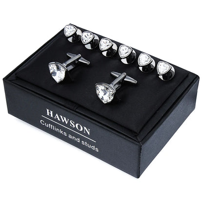 HAWSON Mens Cufflinks and Tuxedo Studs Set,luxury crystal cufflinks for Birthday Wedding Anniversary Jewelry or Accessories