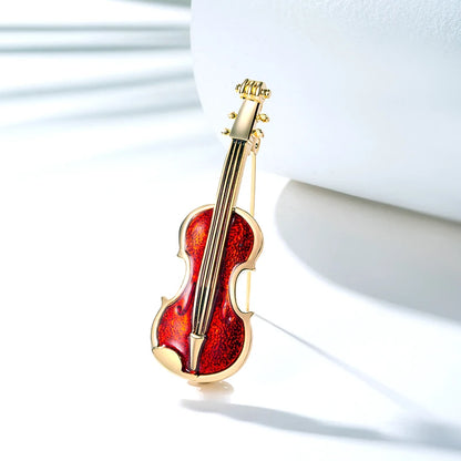Fashion Violin  Punk Brooches Crystal Rhinestone Musical Instruments Brooch Pin Jewelry Accessories