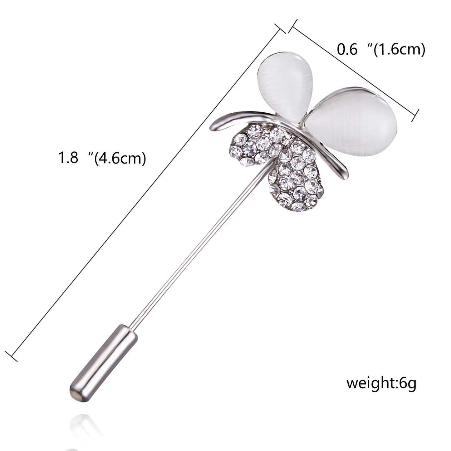 Rinhoo Trendy Korean Crystal Rhinestone Flower Long Needle Pin Brooch Women Simple Wedding Letters Butterfly Crown Badge Jewelry